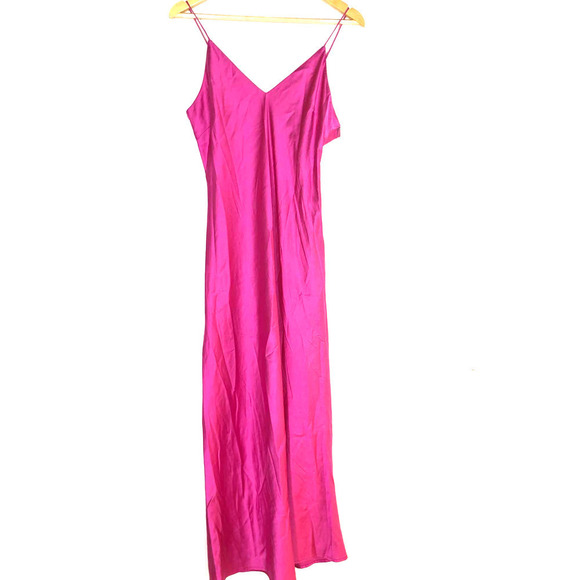O.P.T Dona Dress Slip Slinky V Neck Satin Pink M - Picture 5 of 11